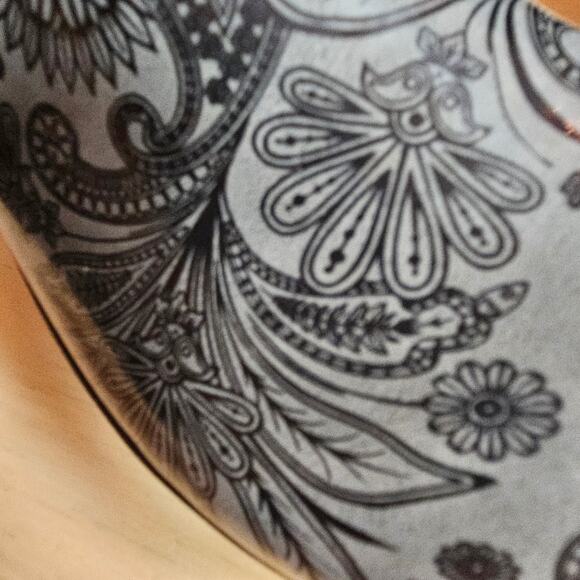 Nurse Mates BRYAR Pillow Top Clogs Black Dark Grey Paisley Patent Leather Sz 8 M - Picture 7 of 7